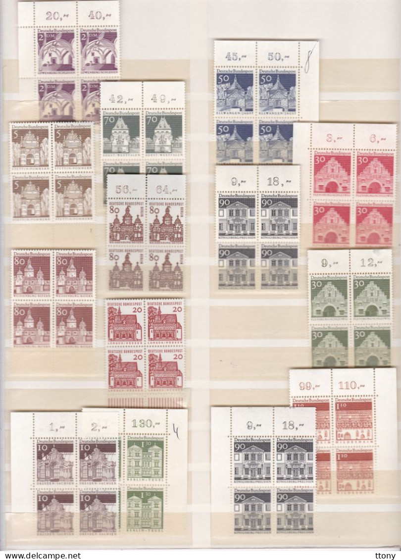 Une Série  14   Blocs  Bords De Feuille   Timbres   Deutsche Bundespost    ** Monuments - Ungebraucht