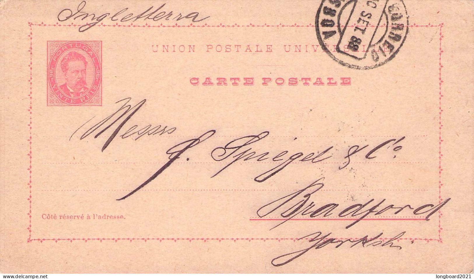 PORTUGAL - CARTE POSTALE 20 R (1888) Mi P15 / *1018 - Interi Postali