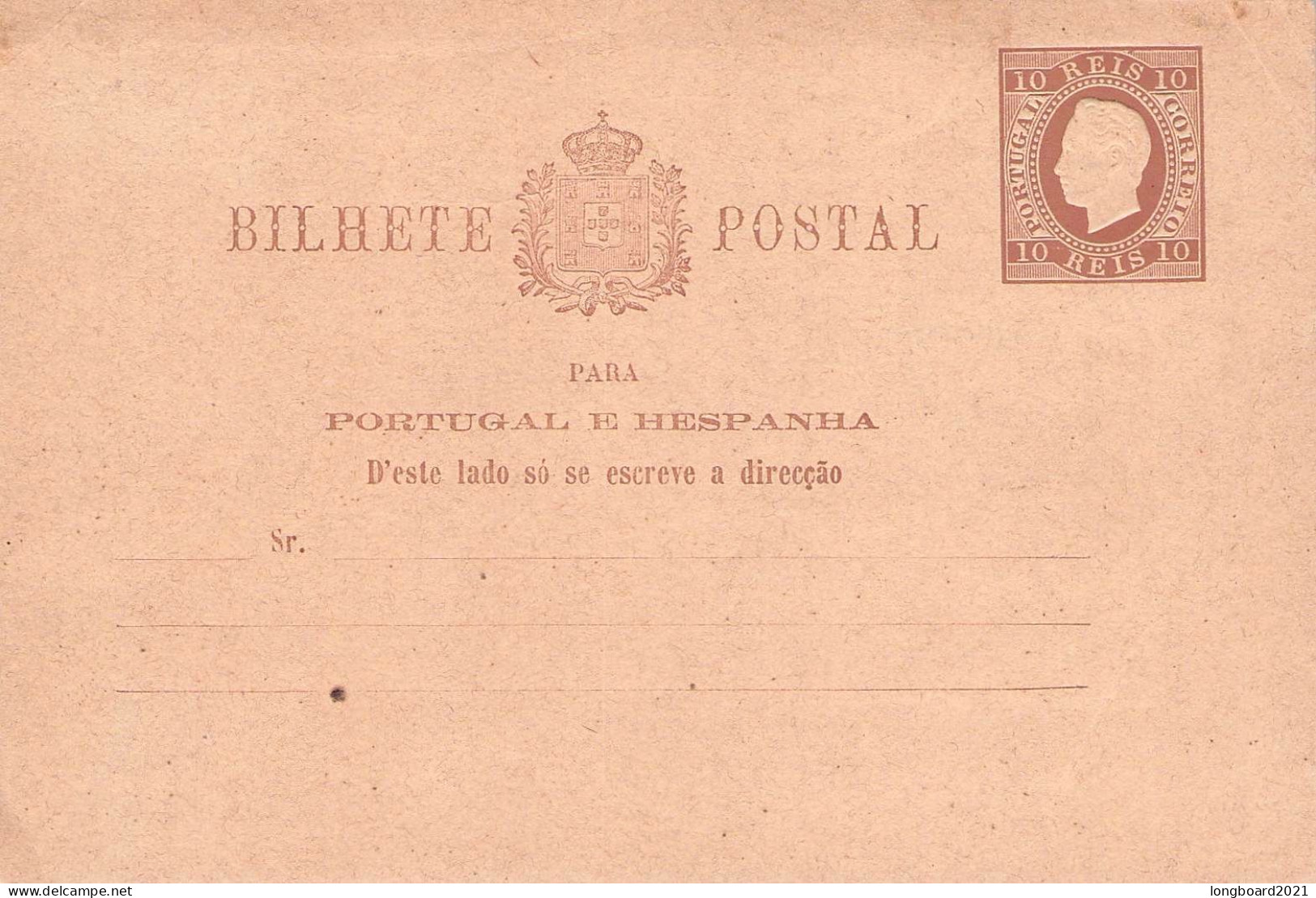 PORTUGAL - BILHETE POSTAL 10 REIS (1880/82) Unc Mi P7 / *1020 - Entiers Postaux