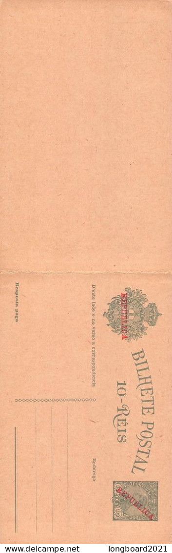 PORTUGAL - BILHETE POSTAL 10/10 REIS (1910) Unc Mi P58 / *1021 - Postal Stationery