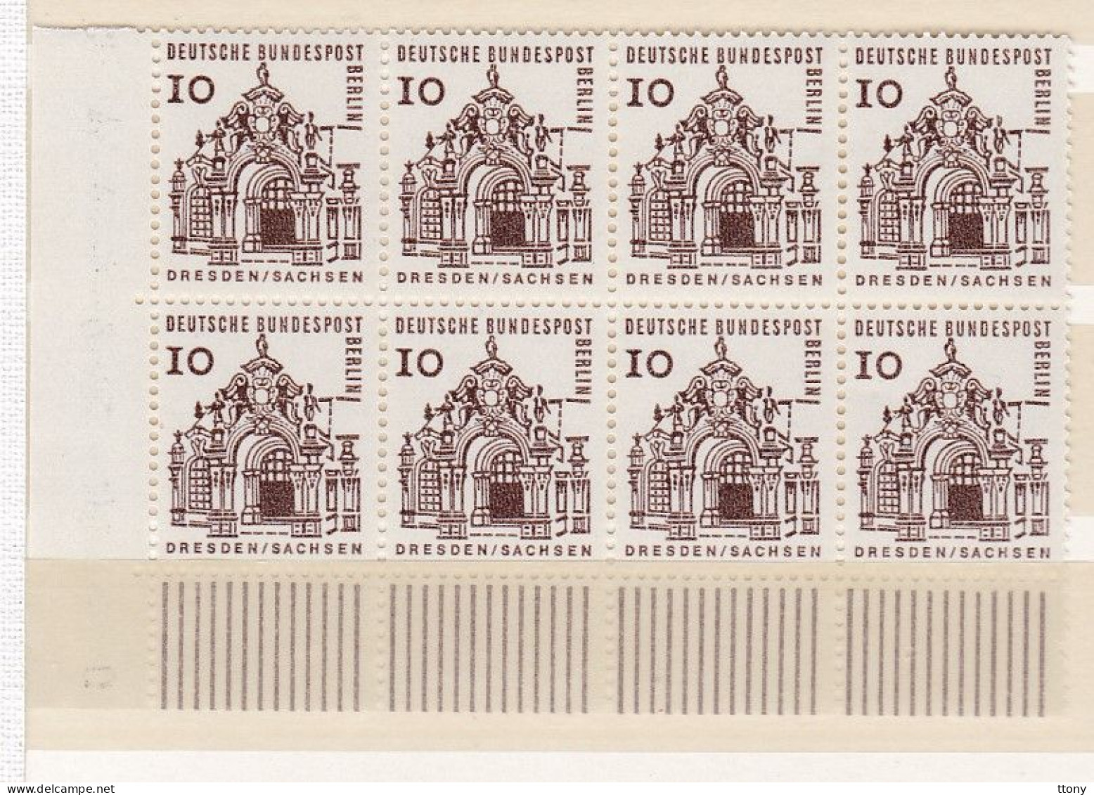 RFA Poste  Bloc De 8 Timbres ** Block     Deutsche Bundespost  Dresden / Sachsen  10 PF    Berlin   Bord De Feuille - Ungebraucht