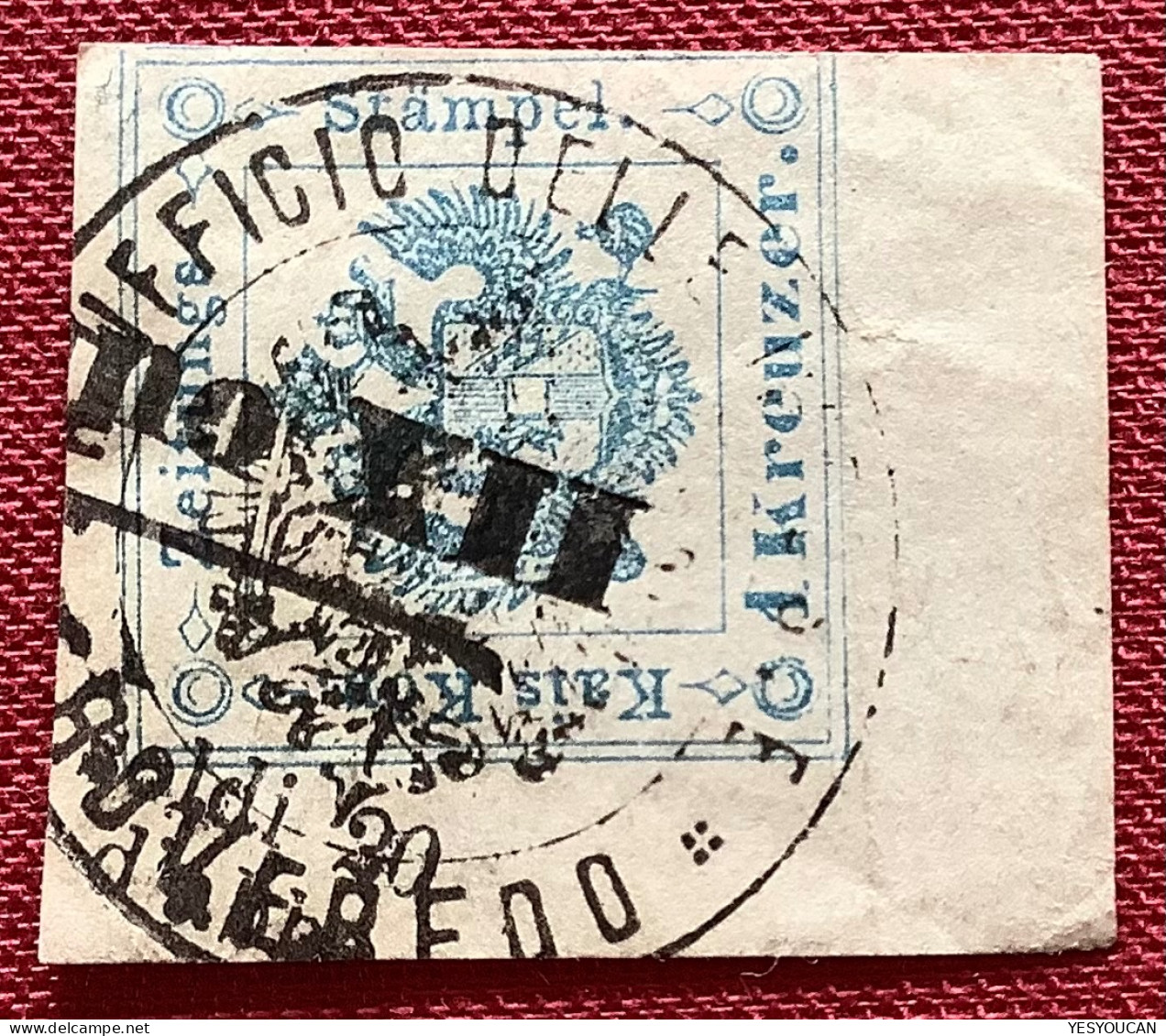 ROVERETO 1877 1 KR SHEET CORNER (Trentino Trento Italia) Österreich Zeitungsstempelmarke (Austria Newspaper Tax Stamp - Usati