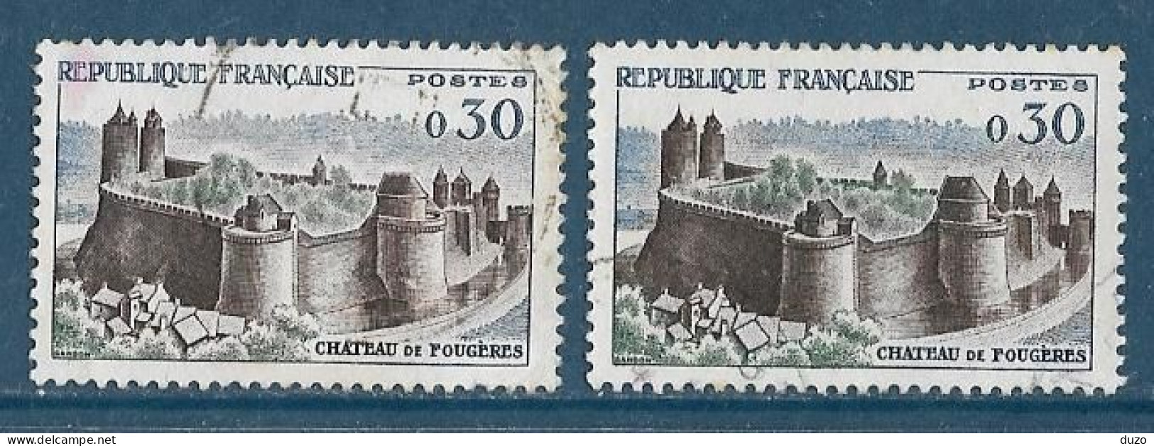 France 1960 - Variété -  Château De Fougères  Y&T N° 1236 Oblitérés  (voir Descriptif ) - Used Stamps