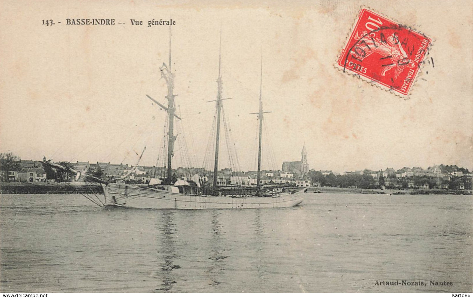 Basse Indre * Vue Générale * Bateau Voilier Goëlette 3 Mâts Commerce * éditeur Artaud Nozais N°143 - Basse-Indre