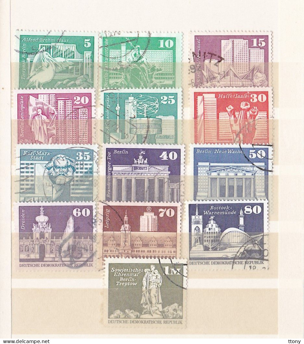 13 Timbres Oblitérés Berlin DDR  Palais De La République, Zoo, Pélican, Lénine, Pêcheurs, Berlin, Karl-Marx, Socialisme - Gebraucht