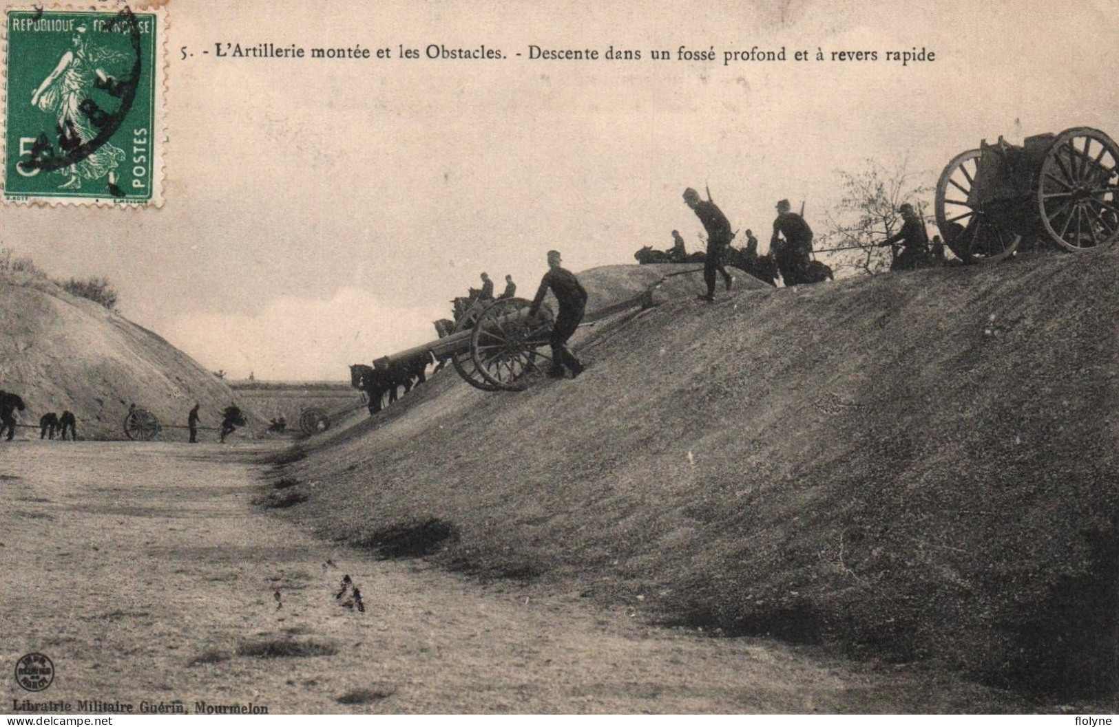 Militaria - Manoeuvres - L'artillerie Montée Et Les Obstacles - Descente Dans Un Fossé Profond Et à Revers Rapide - Manöver