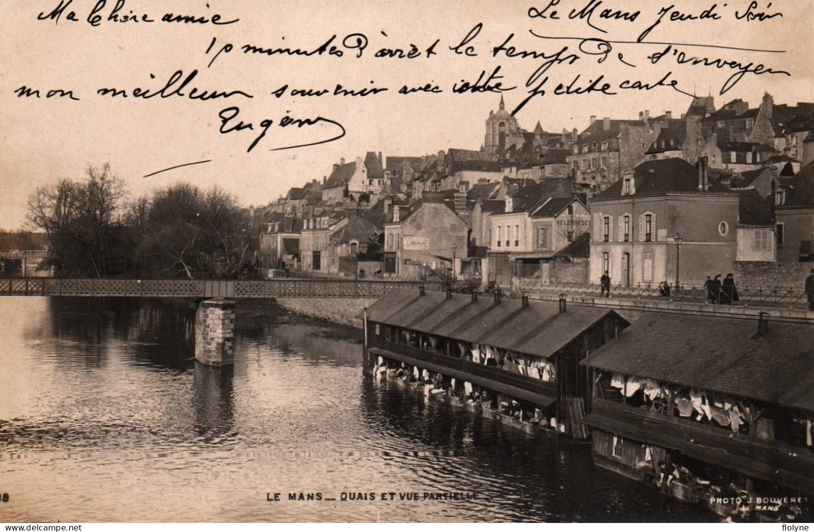 Le Mans - Carte Photo - Quais Et Vue Partielle - Lavoir Laveuses - Le Mans