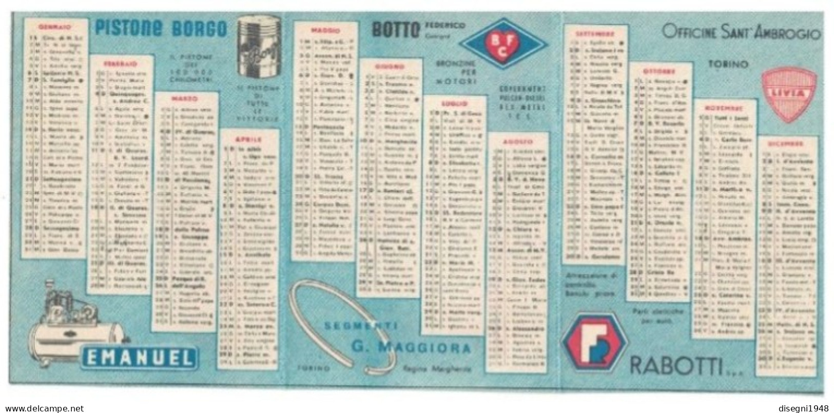 12236 "TORINO MOTORI - RASSEGNA TECNICO ILLUSTRATIVA TRIMESTRALE - 1951" CALENDARIETTO ILLUSTRATO ORIG. - Petit Format : 1941-60