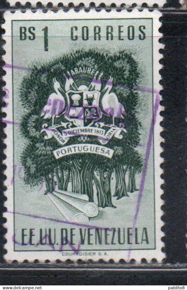 VENEZUELA 1953 1954 COAT OF ARMS PORTUGUESA AND FOREST 1b USED USATO OBLITERE' - Venezuela