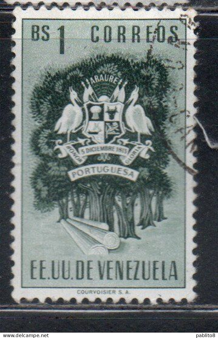 VENEZUELA 1953 1954 COAT OF ARMS PORTUGUESA AND FOREST 1b USED USATO OBLITERE' - Venezuela