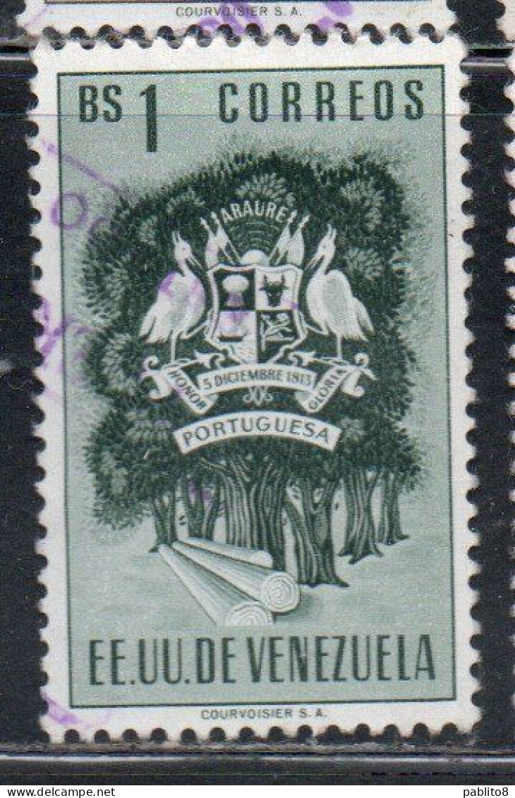 VENEZUELA 1953 1954 COAT OF ARMS PORTUGUESA AND FOREST 1b USED USATO OBLITERE' - Venezuela