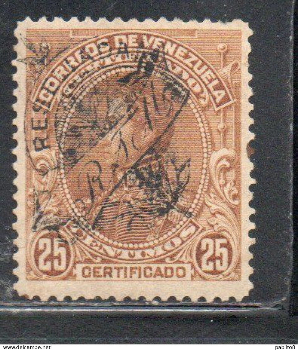 VENEZUELA 1900 REGISTRATION STAMPS SIMON BOLIVAR CERTIFICADO OVERPRINTED RESELLADA  25c MH - Venezuela