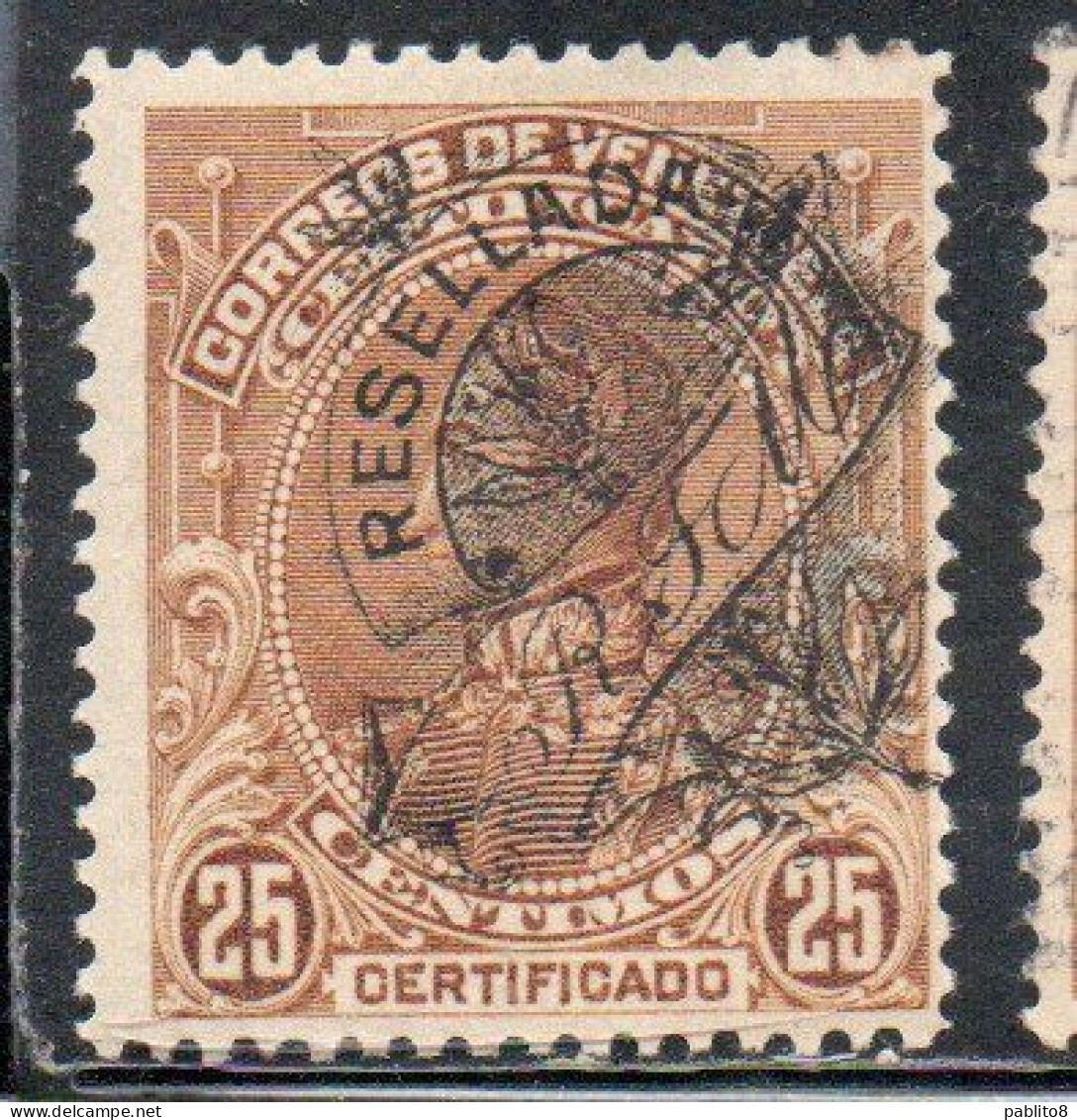 VENEZUELA 1900 REGISTRATION STAMPS SIMON BOLIVAR CERTIFICADO OVERPRINTED RESELLADA  25c MH - Venezuela