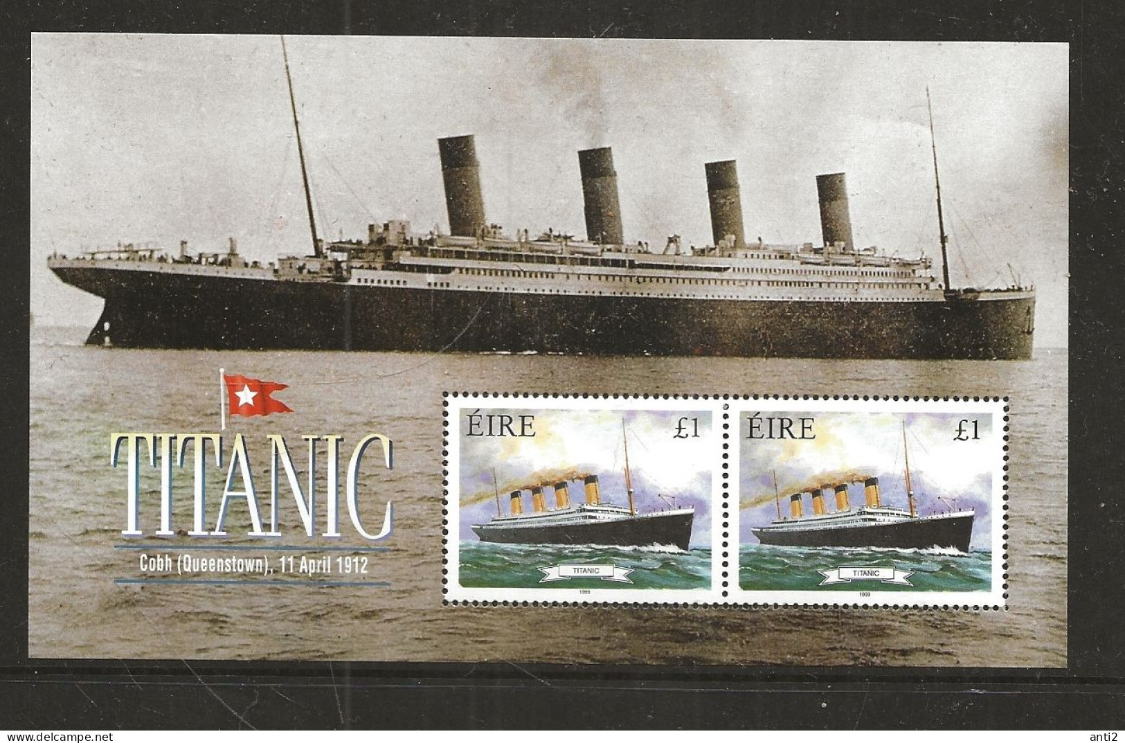 Ireland 1999 History Of Seafahring, Ships, Titanic    2x Mi 1137 In Bloc 31  MNH(**) - Andere & Zonder Classificatie