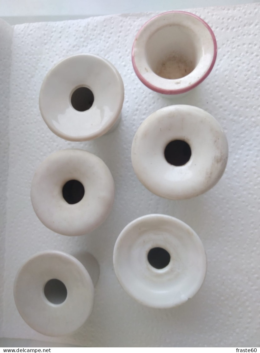 6 Encriers  Bureau D'écolier En Verre (4 Modèles) En Porcelaine - Inkwells