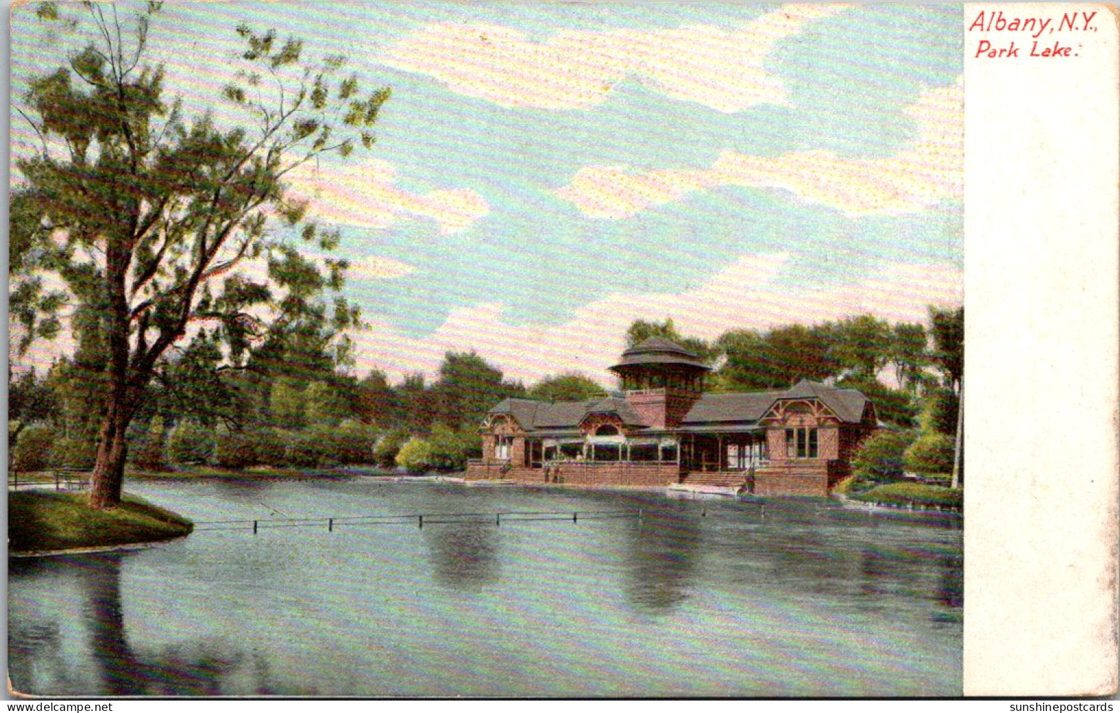 New York Albany View Of Park Lake 1905 - Albany