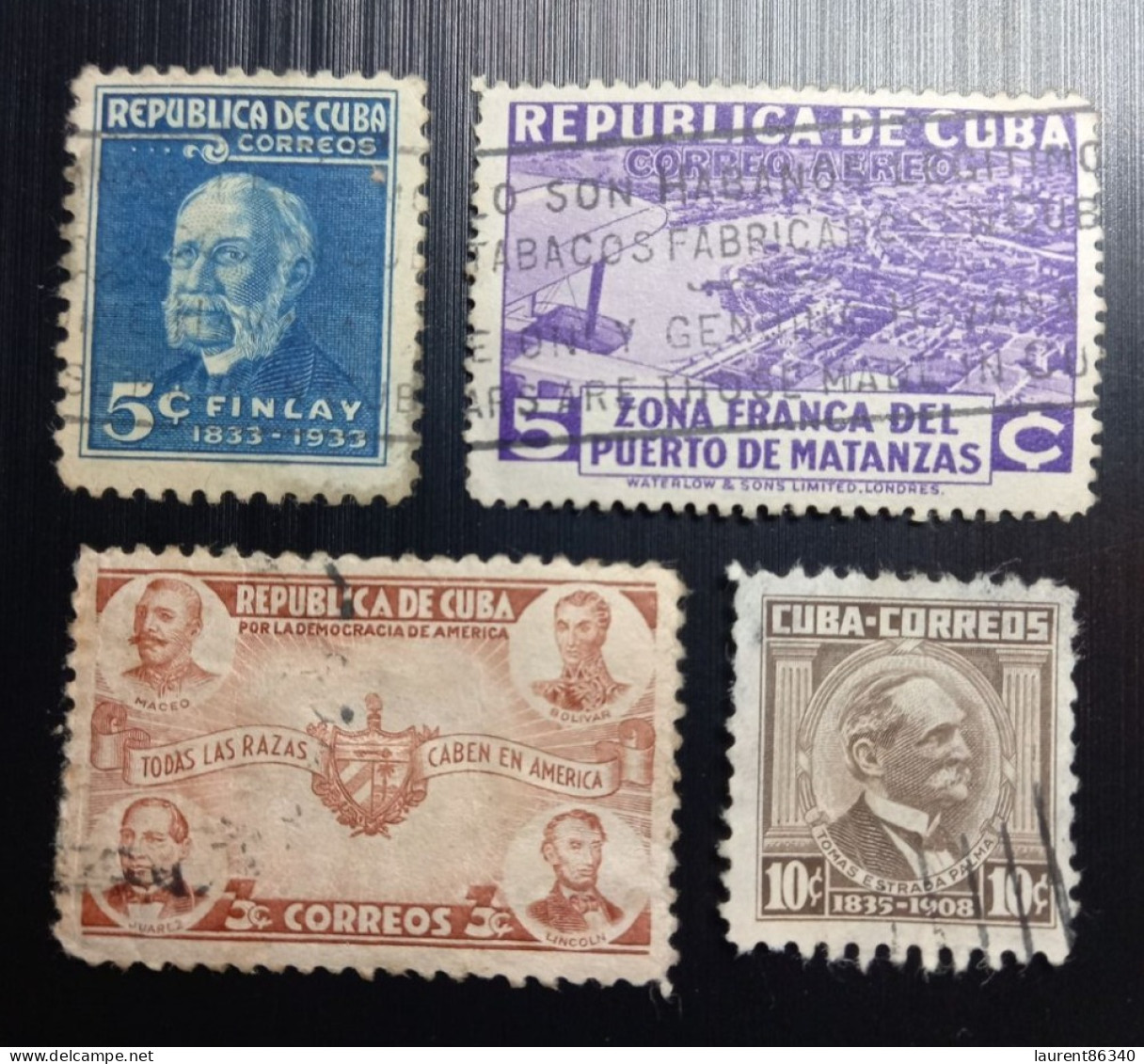 Cuba –  Lot 4 Timbres 1934 à 1954 – Politiciens, Poste Aérienne ’’Matanzas ‘’ , American Democracy & Patriots - Used Stamps