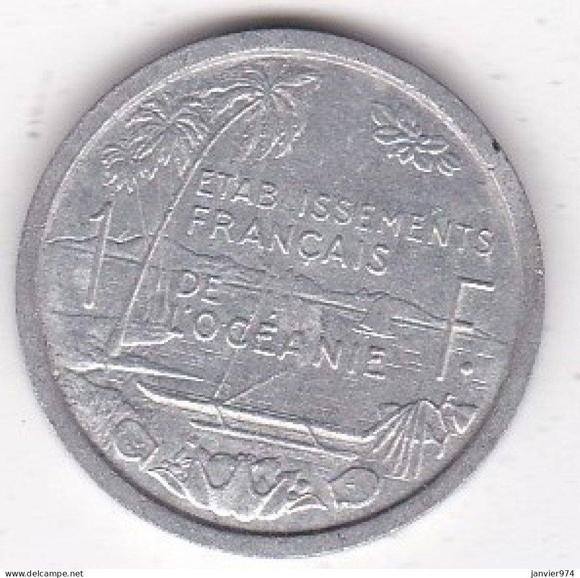 Etablissements Française De L’Océanie. Union Française. 1 Franc 1949, En Aluminium - Frans-Polynesië