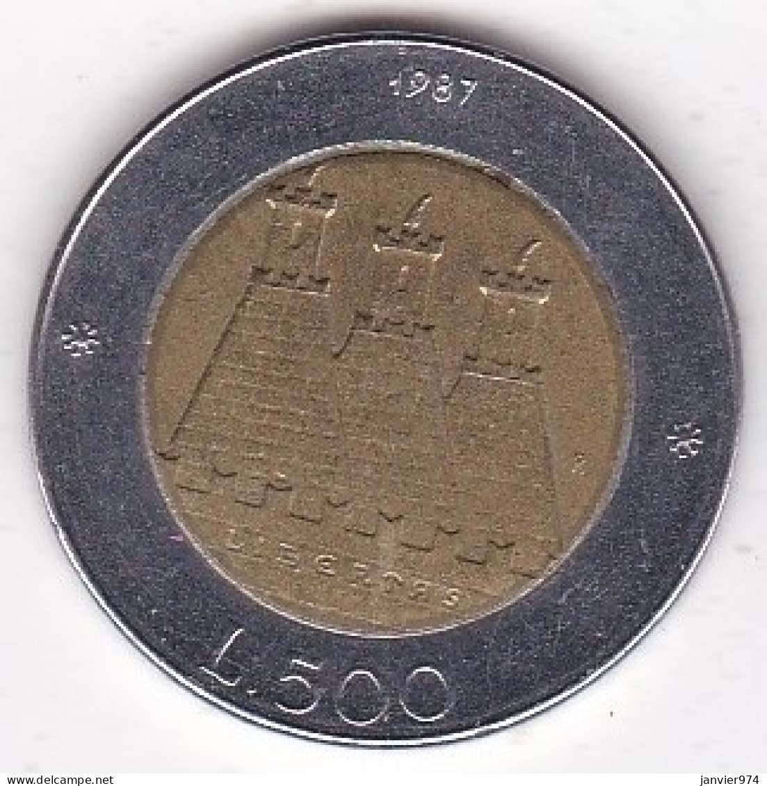 San Marino 500 Lire 1987, Bimétallique , KM# 209 - San Marino