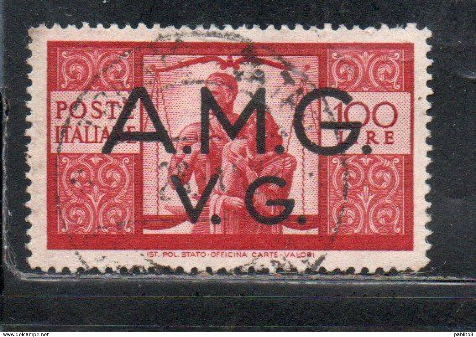 VENEZIA GIULIA 1945 - 1947 TRIESTE AMGVG AMG VG DEMOCRATICA LIRE 100 USATO USED OBLITERE' - Afgestempeld