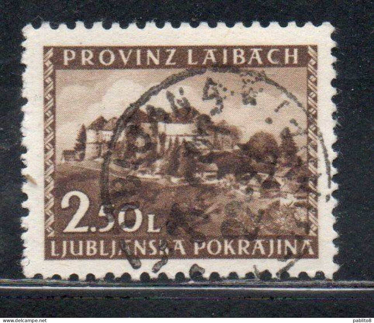 LUBIANA OCCUPAZIONE TEDESCA GERMAN OCCUPATION 1945 VEDUTE VIEWS LIRE 2,50 LIRA USATO USED OBLITERE' - Ocu. Alemana: Lubiana