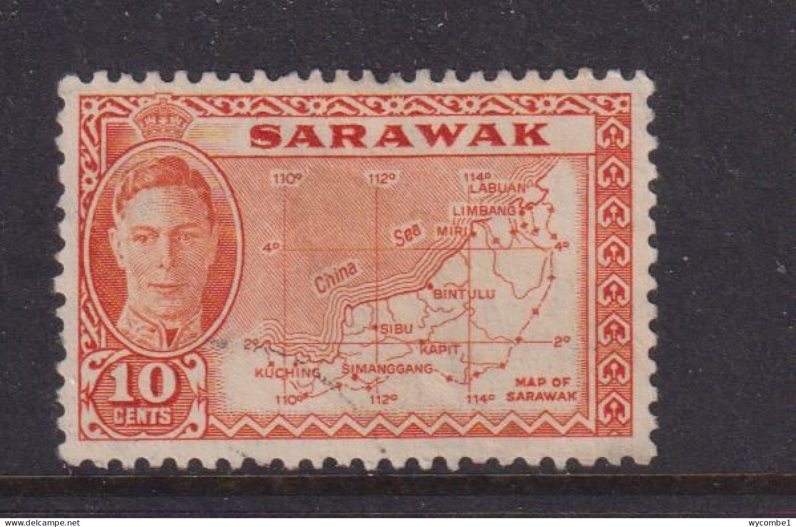 SARAWAK  - 1950 10c  Used As Scan - Sarawak (...-1963)