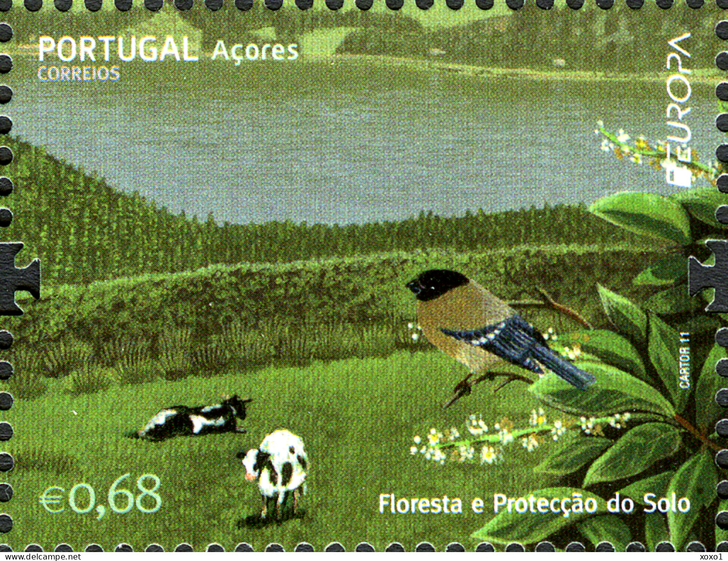 Portugal Azores 2011 MiNr. 569 - 70 (Block 46) Azoren EUROPA CEPT Forests Birds Farm Cows Plants 1v +1 S\sh MNH** 4.80 € - 2011