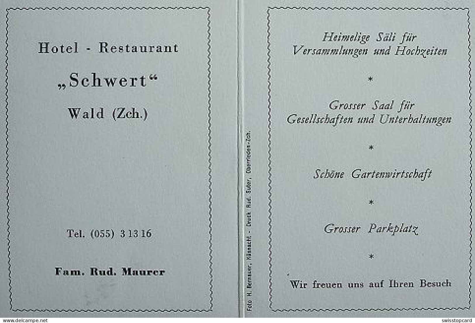 WALD Werbung Hotel Restaurant Schwert Fam. Rud. Maurer - Wald