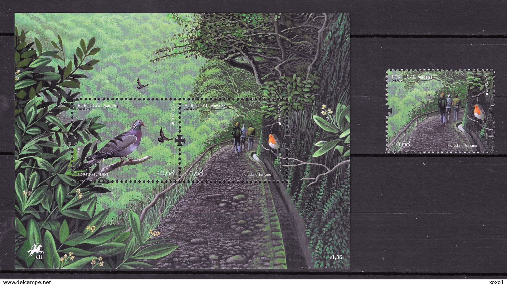 Portugal Madeira 2011 MiNr. 308 - 309 (Block 49) EUROPA CEPT Forests Birds Trocaz Pigeon Robin 1v +1 S\sh MNH** 4.80 € - 2011