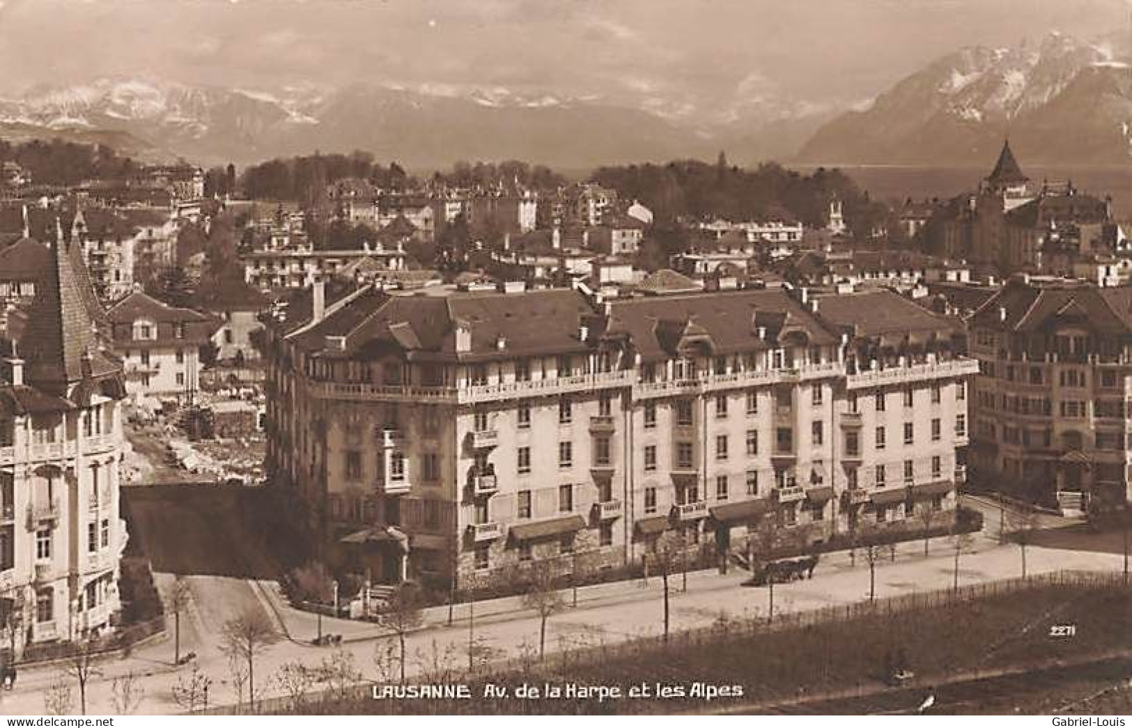 Lausanne Av. De La Harpe Et Les Alpes Attelage 1929 - Lausanne