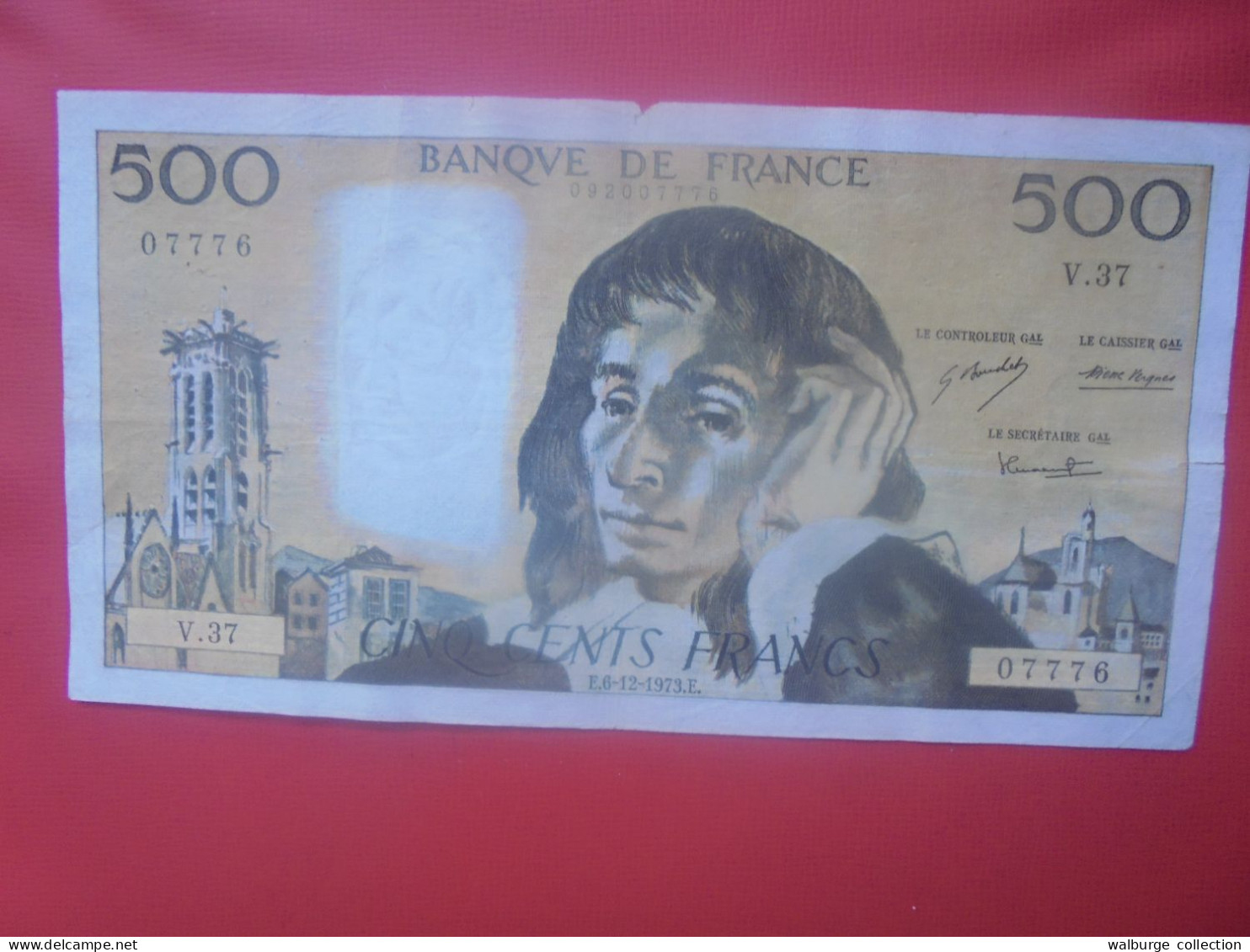 FRANCE 500 FRANCS 1973 Préfix V.37 Circuler (B.18) - 500 F 1968-1993 ''Pascal''