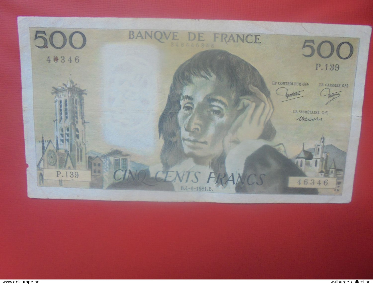 FRANCE 500 FRANCS 1981 Préfix P.139 Circuler (B.18) - 500 F 1968-1993 ''Pascal''