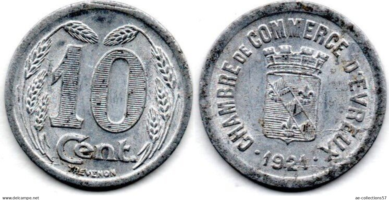 MA 23960 /  Evreux 10 Centimes 1921 TTB+ - Monétaires / De Nécessité