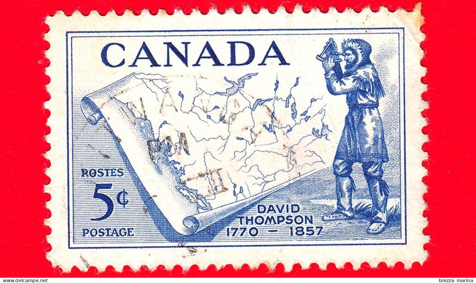 CANADA - Usato - 1957 - 100 Anni Della Morte Di David Thompson (1770-1857), (esploratore) - Mappa - 5 - Gebruikt