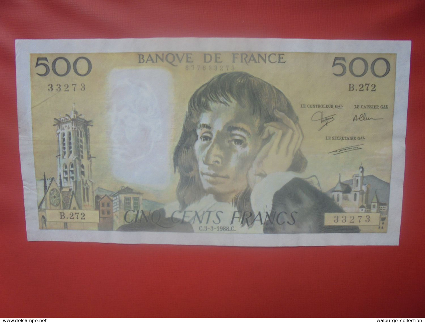 FRANCE 500 FRANCS 1988 Préfix B.272 Circuler (B.18) - 500 F 1968-1993 ''Pascal''