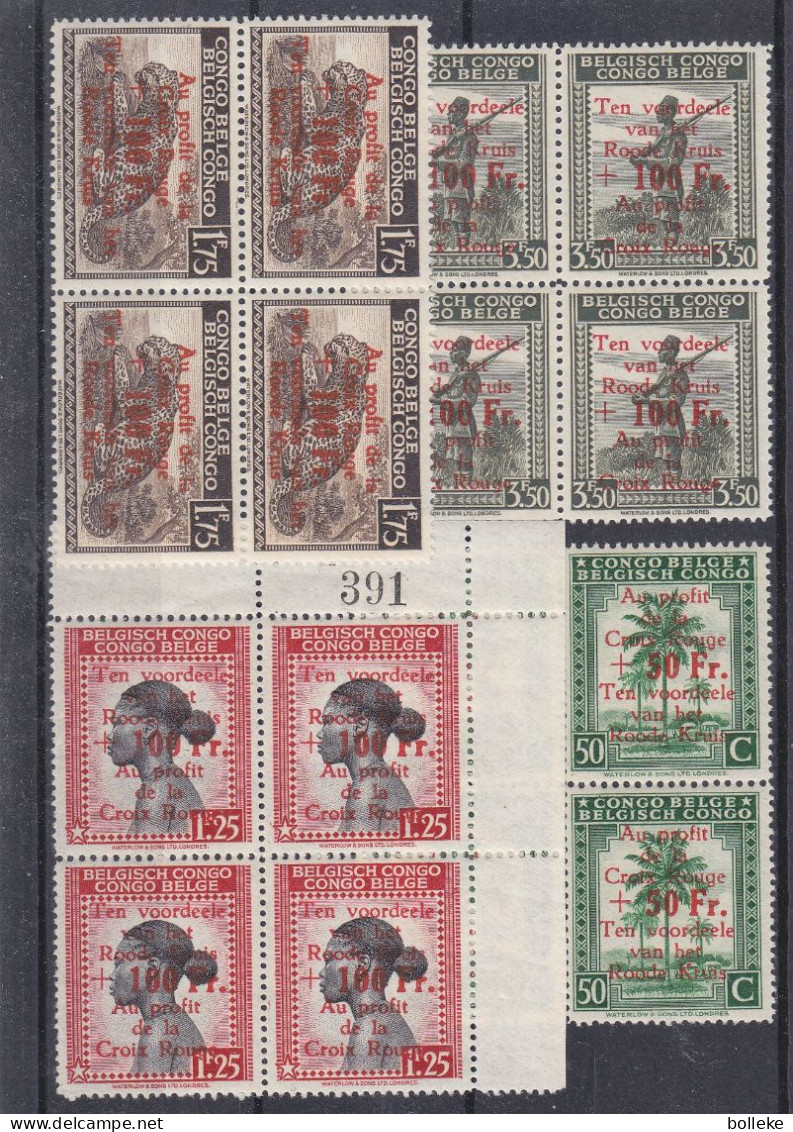 Croix Rouge - Congo Belge - COB 270 / 3 ** Blocs De 4 - Très Rare - Uniquement Vendu Par La Poste Par 3 Séries - - Unused Stamps