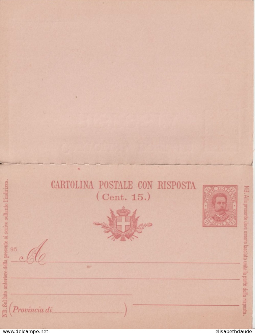 ITALIE - 1895 - RARE CARTE AVEC REPONSE PAYEE MiP26 NEUVE - Stamped Stationery