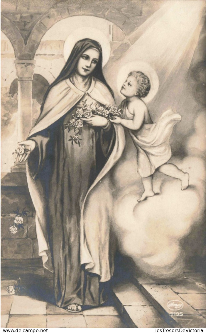 RELIGION - Christianisme - Vierge Marie Et Un Ange Dans Une église - Lumière - Roses - Carte Postale Ancienne - Virgen Maria Y Las Madonnas