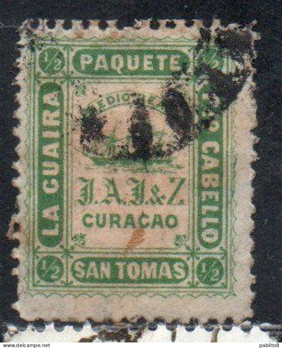 CURACAO USA DANISH WEST INDIES 1869 LA GUIRA Pto CABELLO PAQUETE SAN TOMAS 1/2 USED USATO OBLITERE' - Deens West-Indië