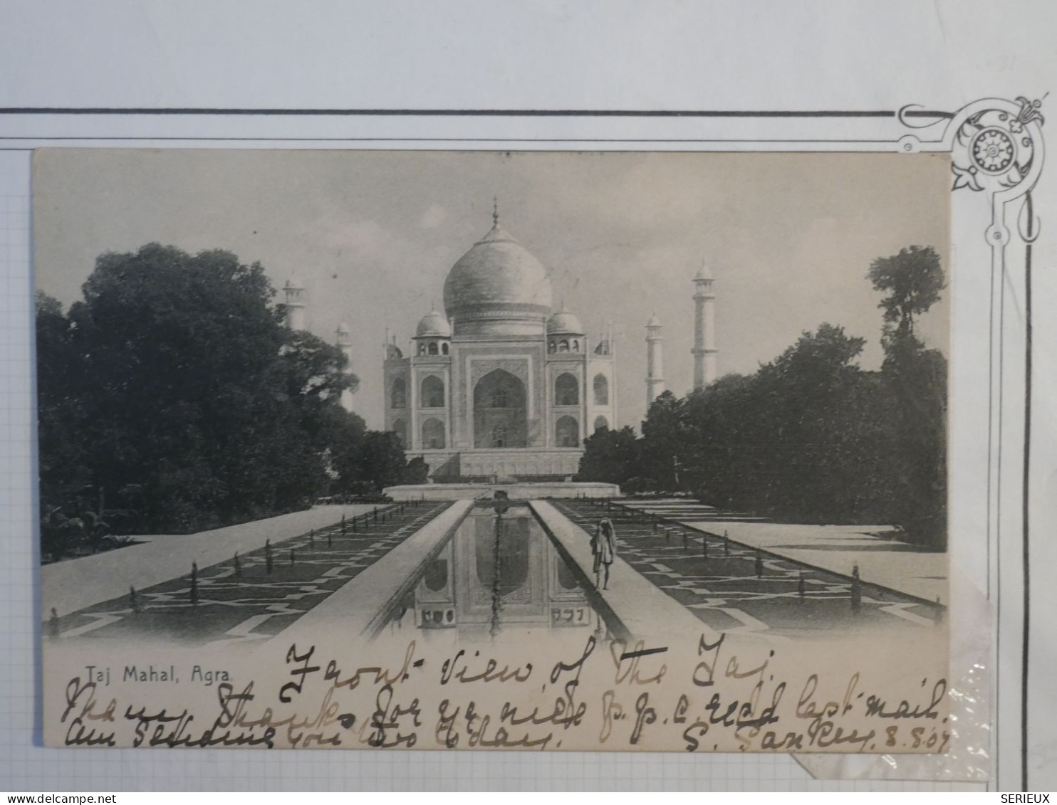 BW7 INDIA   BELLE CARTE  RR   1907 AGRA . TAJ MAHAL   A LONDON ENGLAND REDISTRIBUéE  + AFF. INTERESSANT++ - 1902-11 Koning Edward VII