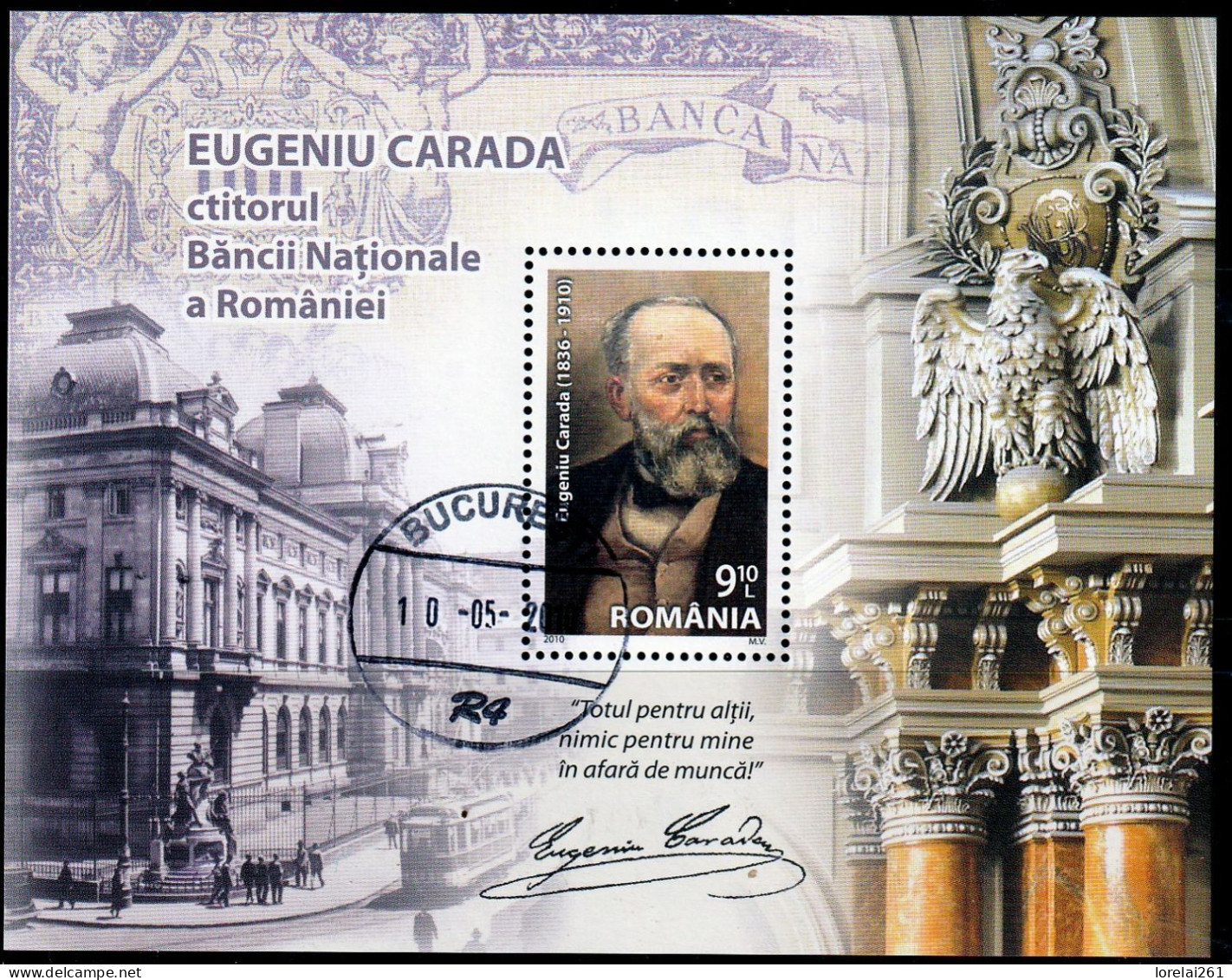 2010 - Eugeniu Carada Le Fondateur De La Banque Nationale - Used Stamps