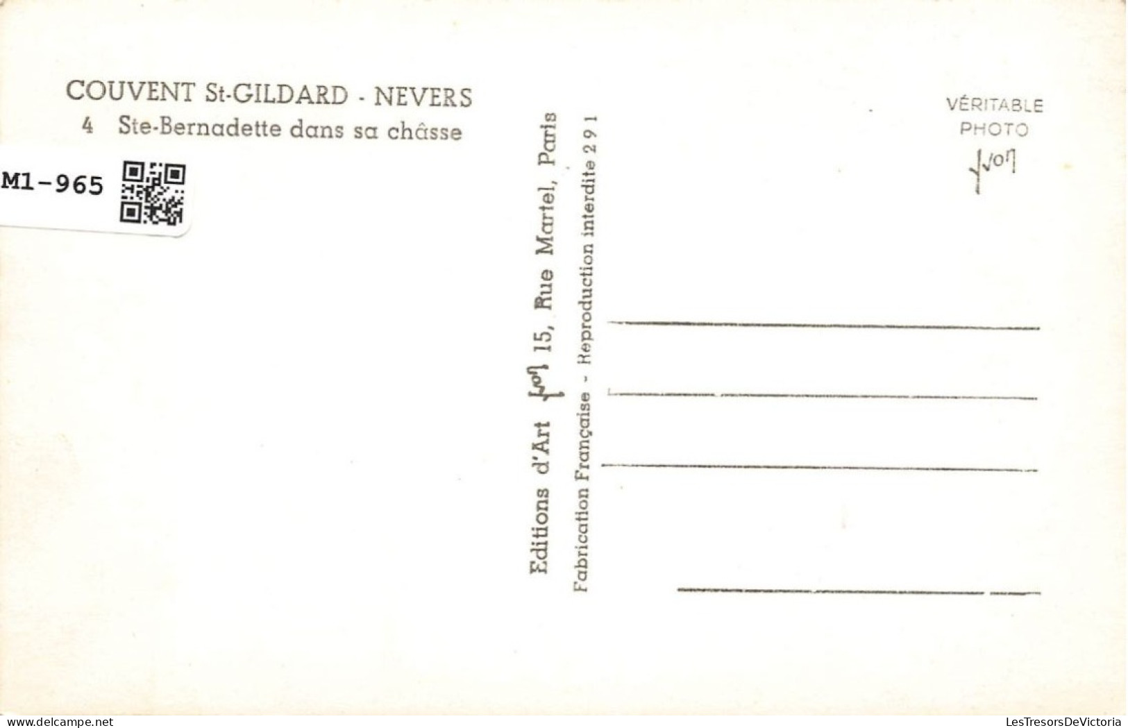 RELIGION - Christianisme - Couvent St Gildard Nevers - Sainte Bernadette Dans Sa Châsse - Carte Postale Ancienne - Heiligen