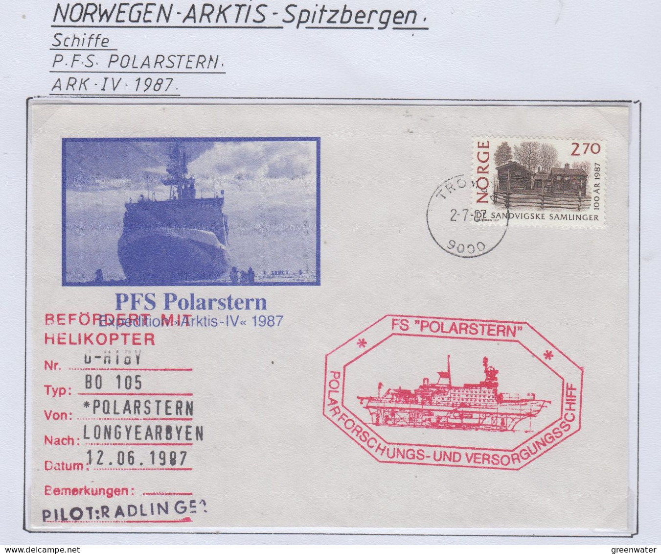 Spitsbergen FS Polarstern Heli Flight From Polarstern To Longyearbyen 12.06.1987 (TT155) - Vuelos Polares