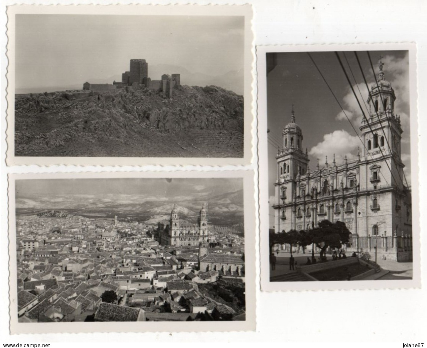 3 CPA   JAEN   -     CASTILLO DE SANTA CATALINA +  VISTA PARCIAL  + FACHADA DE LA CATEDRAL - Jaén