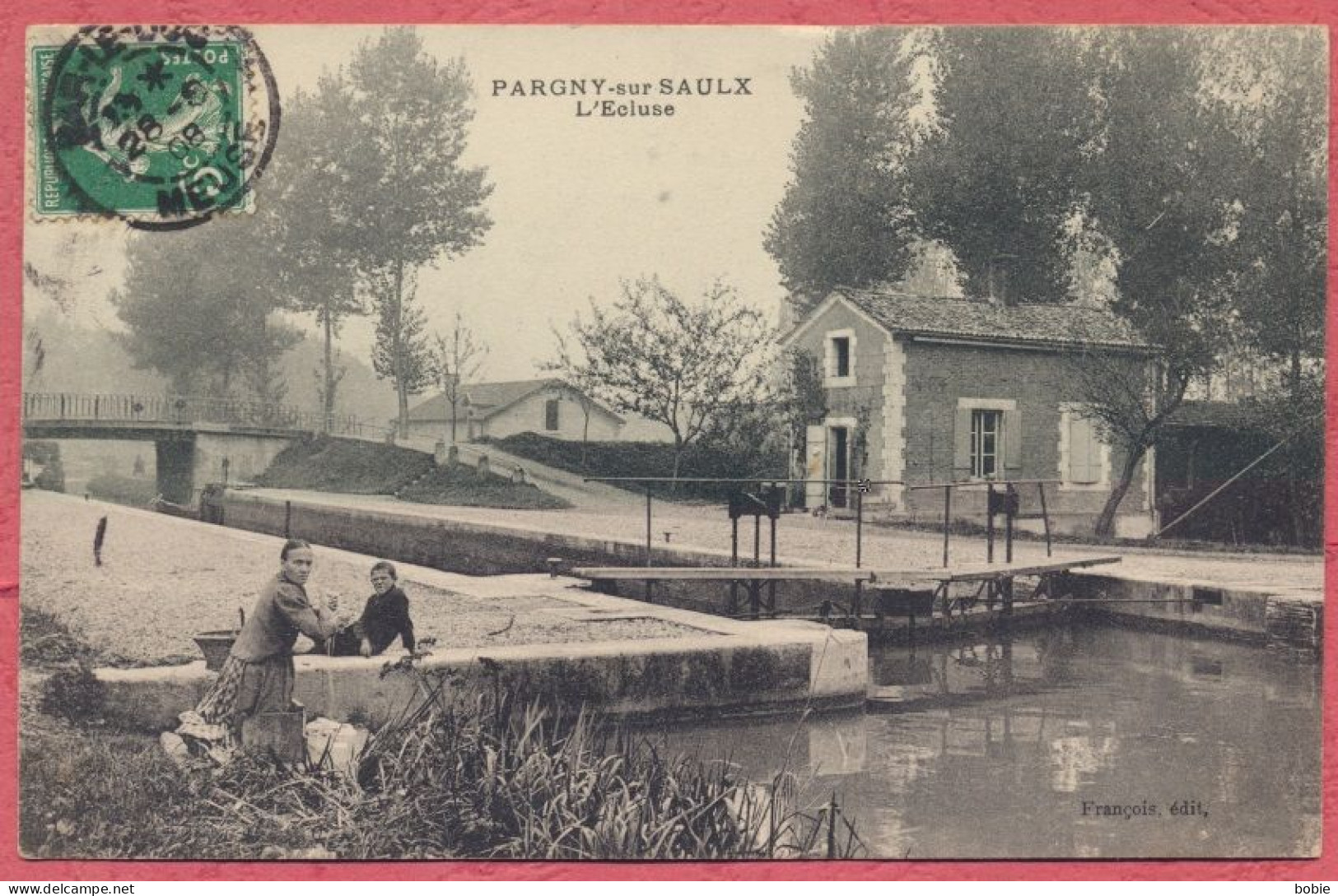 Pargny Sur Saulx - Dépt. Marne : L'Ecluse - Animée Lavandière à Genoux De 1908. - Pargny Sur Saulx
