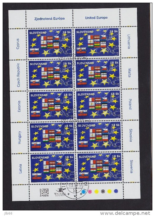 Bloc De 10 Timbres Europe 2004  YT 417 Oblitéré /  Sheet  2004 Used  Mi 484  Europa Union - Blocks & Kleinbögen