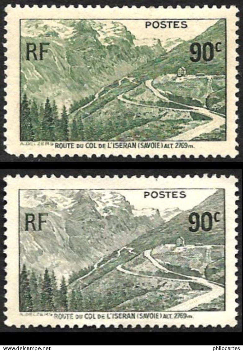 Variété Sur  Y&T  358  - Col De L'Iseran - Exemplaire Grisâtre à Côté D'un Normal - Unused Stamps