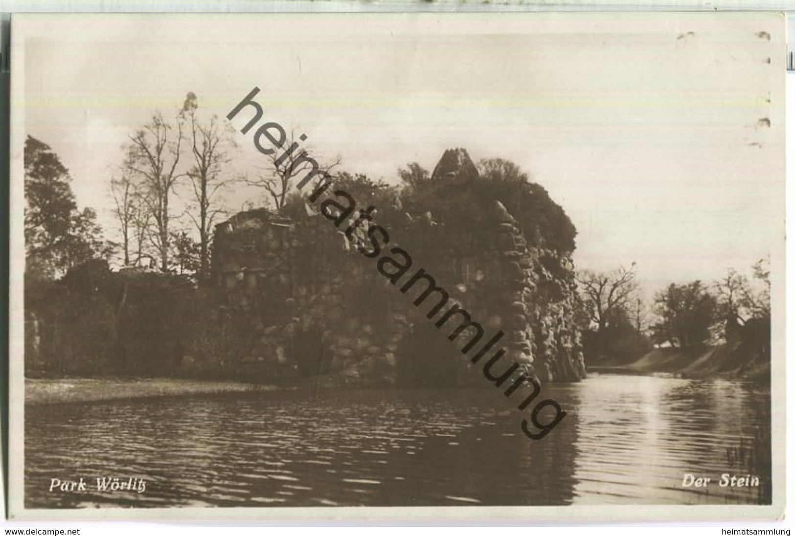 Park Wörlitz - Der Stein - Foto-Ansichtskarte - Verlag Hotel Goldene Weintraube - Wörlitz