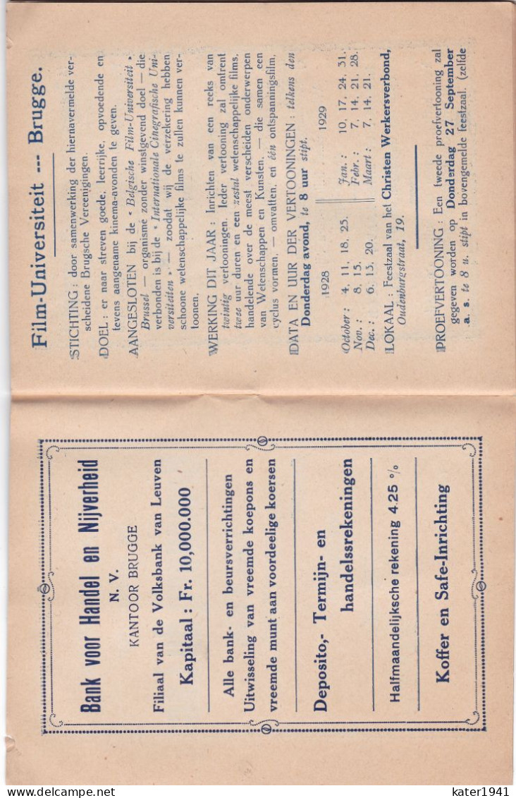 Programma's Film Universiteit Brugge Eerste Jaargang 1928/1929 - Theatre