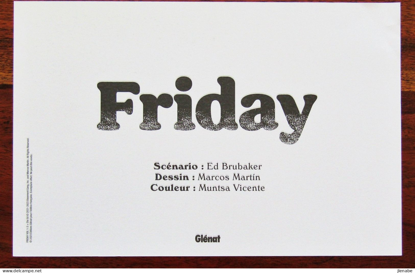 Ex Libris De La BD" Friday " Par Martin - Künstler M - O